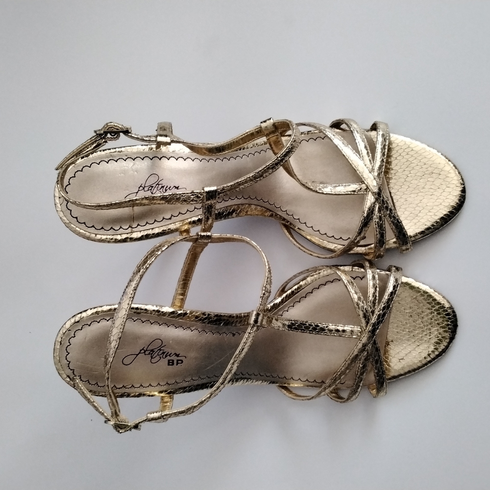 Platinum BP Gold Strappy Heels